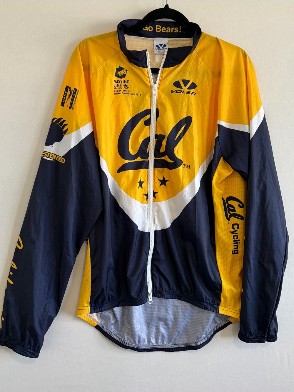vintage Voler UC Berkeley Cal Bears Cycling wind Breaker Rain jacket Stadium XL
